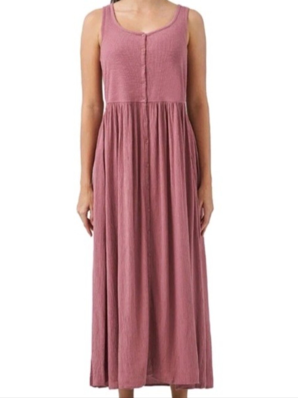 Frye Mauve / Dusty Rose Sleeveless Tiered Midi Dress XL
